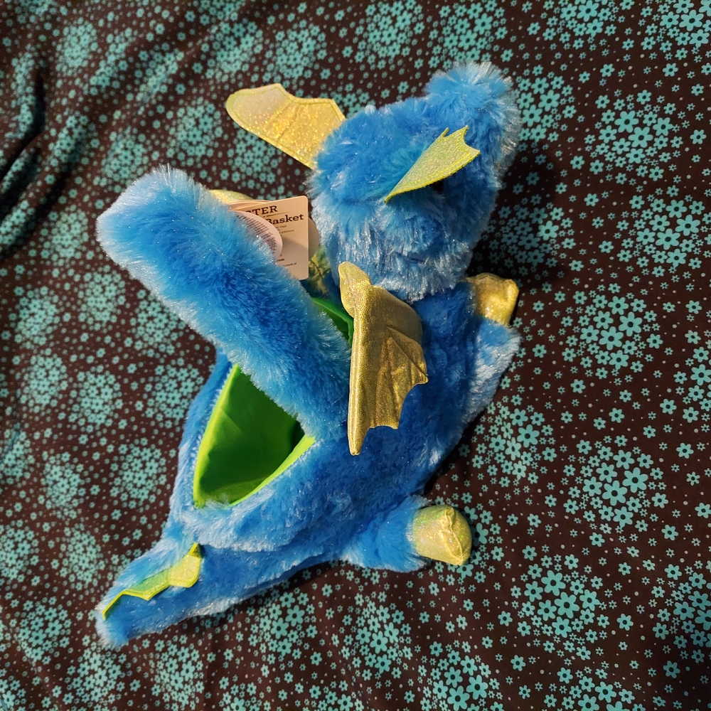 Plush Blue Dragon Easter Basket - Unbranded